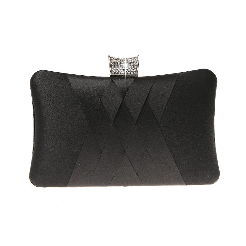 DA BODAN Fashion Womens Jane Satin Diamante Clutch Rhinestone Evening Bridal Prom Party Handbag Crossbody Purse Chain Bag - Image 1